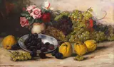 Petre Bărcănescu, Natură statică cu gutui și vas cu trandafiri, ulei pe carton