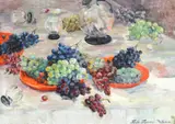 Natură statică cu struguri by Freda Trybalski Delnevo, 1967, ulei pe pânză, sold Sep 2020