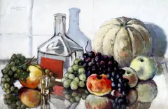 Sile Ionescu, Natură statică cu fructe, 1935, ulei pe carton