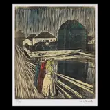Edvard Munch, Fete pe pod, cromolitografie