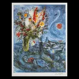 Tânara și buchet de flori by Marc Chagall, cromolitografie, sold Jul 2020