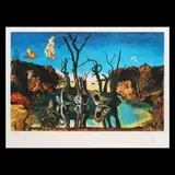 Lebede care reflectă elefanții by Salvador Dalí, cromolitografie pe hârtie japoneză, sold Jul 2020