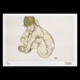 Egon Schiele, Nud ghemuit, cromolitografie