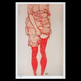 Egon Schiele, Ciorapii roșii, cromolitografie
