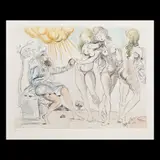 Cele trei grații by Salvador Dalí, cromolitografie pe hârtie japoneză, sold Jul 2020