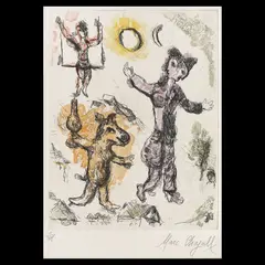 Circari by Marc Chagall, acvaforte și gravură în culori, sold Jul 2020