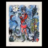 Îmblânzitorul de șerpi by Marc Chagall, cromolitografie, sold Jul 2020