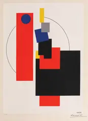Lajos Kassák, Compoziție geometrică, 1922, cromolitografie, neînrămată