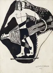 Victor Brauner, Puk și Hiras, 1926, tuș pe hârtie
