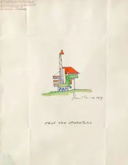 Marcel Janco, Maison avec Observatoire, 1919, acuarelă și tuș pe hârtie