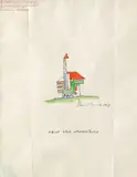 Marcel Janco, Maison avec Observatoire, 1919, acuarelă și tuș pe hârtie