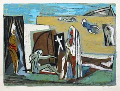Marcel Janco, La plajă, serigrafie