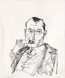 Marcel Janco, Portretul lui Felix Aderca, 1925-1930, tuș pe hârtie