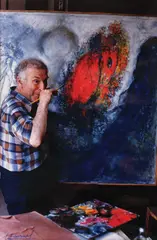 Luc Fournol, Marc Chagall în atelier, 1989, fotografie analog, neînrămată