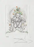 Nud I by Salvador Dalí, acvaforte cu intervenții de creion și acuarelă, sold Jun 2020