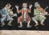 M. H. Maxy, Muzicanți, 1929, ulei, ceracolor, creion și cărbune pe hârtie