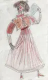 Marcel Janco, Costum I, creion și creioane colorate pe hârtie