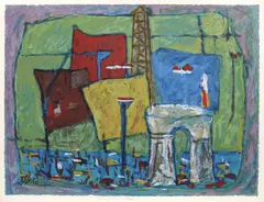 Paris by Marcel Janco, cromolitografie, sold Jun 2020
