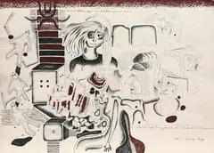 Concluzii by Mimi (Nina Hermina) Şaraga Maxy, pix și carioca pe carton, neînrămată, sold Jun 2020