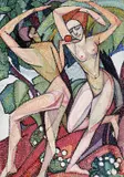 Lucretia Mihail-Silion, Adam şi Eva, tempera pe hârtie lipită pe carton