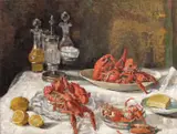 Adela Jean, Natură statică cu homari, 1928, ulei pe pânză