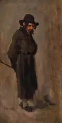 Evreu din Bacău by Nicolae Grigorescu, 1874, ulei pe lemn, sold Jun 2020