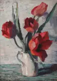 Stefan Popescu, Lalele roșii, 1924, ulei pe lemn