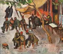 Cafenea turcească by Iosif Iser, ulei pe pânză, sold Jun 2020