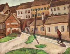 Aurel Kessler, Stradă din Sighişoara, 1926, ulei pe carton