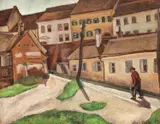 Aurel Kessler, Stradă din Sighişoara, 1926, ulei pe carton