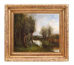 Culegătoarea de vreascuri by Pierre Ernest Ballue, 1880, ulei pe pânză, sold May 2020
