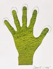 Daniel Spoerri, Fertile Hand, creion și colaj  din litografie