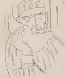 Rădăcinile zorilor (II) by Constantin Piliuță, tuș pe hârtie, sold May 2020