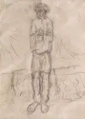 Paul Gherasim, Țăran, 2002, creion pe hârtie
