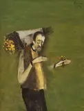 Vânzătorul de flori by Sorin Ilfoveanu, 1987, ulei pe pânză, sold May 2020