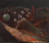 Nicolae Romaniţan, Master of the Universes Taking a Rest, 2019, ulei pe pânză