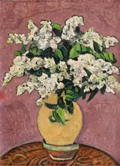 Vasile Varga, Ulcică cu liliac, 1985, ulei pe carton