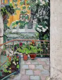 Vasile Varga, Terasă, 1982, ulei pe pânză lipită pe carton