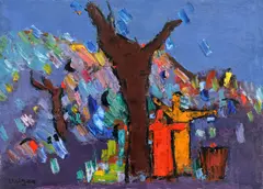 Primăvară by Ion Mirea, ulei pe carton, sold May 2020
