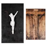 Bela Zoltan, Ceci n'est pas un Christ/ Awareness, 2014-2015, 1. ceramică, cuie și lemn ars de brad; 2. ulei pe lemn