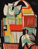 Mihu Vulcanescu, Zbor, 1961, tempera și ulei pe hârtie lipită pe carton
