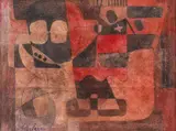 Proiect mural by Gheorghe Iacob, acuarelă pe hârtie, offered May 2020