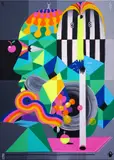 Kero, Absurd Couple, 2020, marker, acrilic și vopsea spray pe pânză