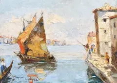Rudolf Négely, Port în Raguza, 1952, ulei pe carton