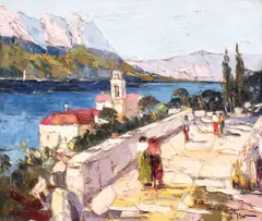 Rudolf Négely, Faleză la Korcula, ulei pe pânză