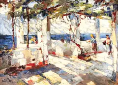 Rudolf Négely, Terasă la Sorrento, ulei pe pânză