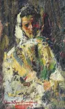 Țărăncuță cu basma albă by Rudolf Schweitzer–Cumpăna, ulei pe carton, sold Apr 2020