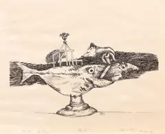 Pește by Ștefan Câlția, 1978, litografie, sold Apr 2020