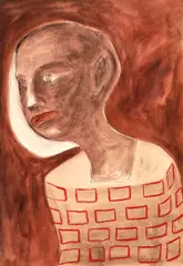 Mircea Roman, Portret, acuarelă și peniță pe hârtie