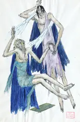 Metafizică by Ion Lucian Murnu, acuarelă și peniță pe hârtie, sold Apr 2020
